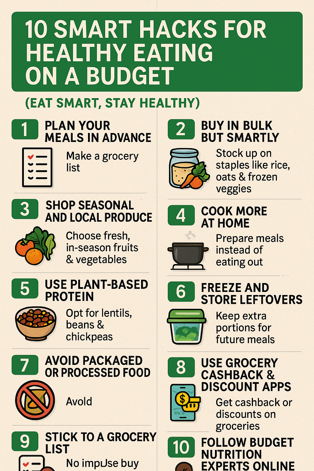  10 smart hacks for healthy eating on a budget (save money and stay fit):